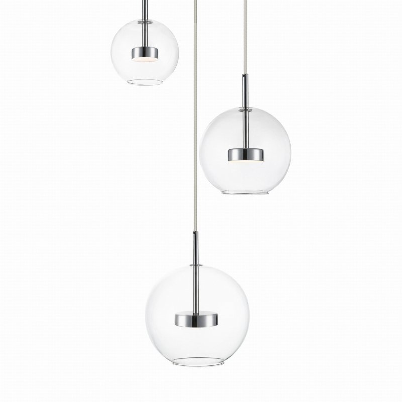 Lampa wisząca w minimalistycznym stylu ENCELADUS chrom, szklane klosze LED 5W ciepła barwa - P0428-03L-F4AC Zuma Line