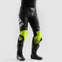 SPODNIE SKÓRZANE REBELHORN INFERNO BLACK/WHITE/FLUO YELLOW 62 