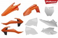 POLISPORT KOMPLET PLASTIKÓW KTM SX/SX-F '16-'18 W ZESTAWIE TABLICA PRZEDNIA KOLOR POMARAŃCZOWO BIAŁY OEM 