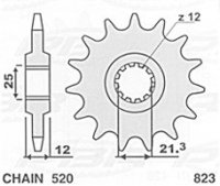 S ZĘBATKA PRZEDNIA 823 15 HUSQVARNA 125/240/250/350/400/<br />430/500 83-89, HUSABERG FC/FE 350 96-01, FC/FE 400 96-03, FE 501 96-01, 