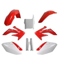POLISPORT KOMPLET PLASTIKÓW (FULL KIT) HONDA CRF 250R 04-05 W ZESTAWIE TABLICA PRZEDNIA (8661900001) I OSŁONY AMORTYZARORÓW (835 