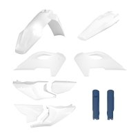 POLISPORT KOMPLET PLASTIKÓW (FULL KIT) HUSQVARNA TE/FE TPI 24-25 W ZESTAWIE OSŁONY AMORTYZATORÓW KOLOR OEM BIAŁY NIEBIESKI OEM 2 