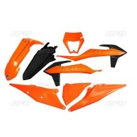 UFO KOMPLET PLASTIKÓW KTM EXC 125 20-21, EXC 250 / 300 TPI 20-23, EXC-F 250 / 350 / 450 / 500 20-23 Z OSŁONĄ LAMPY KOLOR OEM 20 