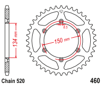 PBR Zębatka Tylna Do Kawasaki KLX 450 R (07-20) 45 zębów 