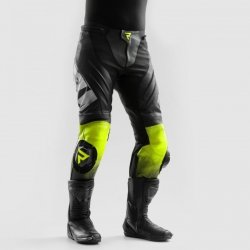 SPODNIE SKÓRZANE REBELHORN INFERNO BLACK/WHITE/FLUO YELLOW 56