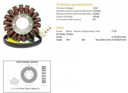 DZE UZWOJENIE ALTERNATORA STATOR HONDA VFR 800 03-13 (OEM 31120-MCW-D03)