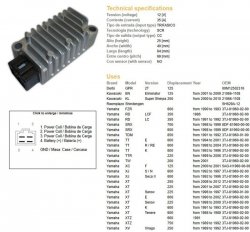 DZE REGULATOR NAPIĘCIA YAMAHA XT 225 SEROW 98-03; XT 250 08-12; XT 600E/K 91-02; XT 600Z TENERE 86-89; XTZ 750 SUPER TENERE 89-9