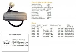 DZE REGULATOR NAPIĘCIA SUZUKI DR 650 92-95; VS 600 INTRUDER 96-97; VS 800 INTRUDER 92-04; VS 800 BOULEVARD 05-09; VS 1400 INTRUD