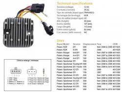 DZE REGULATOR NAPIĘCIA POLARIS SPORTSMAN EFI 500/700/800; RANGER EFI 500/700/800 (12V/35A) (4012384, 4011569, 4011925) (ESR826)