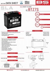 BS AKUMULATOR BTZ7S (FA) (YTZ7S) 12V 6AH 112X69X103 BEZOBSŁUGOWY - ZALANY (130A) (8)