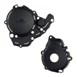 POLISPORT ZESTAW OSŁONA POKRYWY (DEKLA) ALTERNATORA ORAZ OSŁONA POKRYWY SPRZĘGŁA POMPY WODY KTM EXC-F 250/350 24-25 KOLOR CZARNY