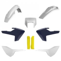 POLISPORT KOMPLET PLASTIKÓW (FULL KIT) HUSQVARNA TE/FE TPI 17-19 W ZESTAWIE TABLICA PRZEDNIA (8666900001) I OSŁONY AMORTYZARORÓW