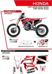 UFO KOMPLET PLASTIKÓW HOKIT125041 PLUS KOMPLET NAKLEJEK (OKLEIN) HONDA CRF 250R 22; CRF 450 21-22 W ZESTAWIE PRZEDNIA TABLICA (H
