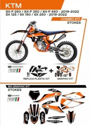 UFO KOMPLET PLASTIKÓW KTKIT522001 PLUS KOMPLET NAKLEJEK (OKLEIN) KTM SX/SXF 125/150/250/350/450 19-22 W ZESTAWIE PRZEDNIA TABLIC