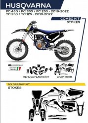 UFO KOMPLET PLASTIKÓW HUKIT622001 PLUS KOMPLET NAKLEJEK (OKLEIN) HUSQVARNA TC 125/250 19-22; FC 250/350/450 19-22 W ZESTAWIE PRZ
