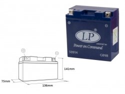 LANDPORT AKUMULATOR ŻELOWY GB9B (MG LTX9A-4) 12V 9AH 136X75X141 BEZOBSŁUGOWY - ZALANY (10)