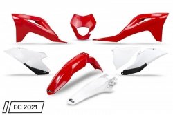 UFO KOMPLET PLASTIKÓW GAS GAS EC / EC-F 250 / 300 / 350 21-23 Z OSŁONĄ LAMPY KOLOR OEM (CZERWONY/BIAŁY)