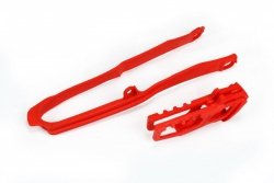 UFO KOMPLET ŚLIZG + PROWADNICA ŁAŃCUCHA HONDA CRF 250R/RX 18-21, CRF 450R/RX 17-18, KOLOR CZERWONY