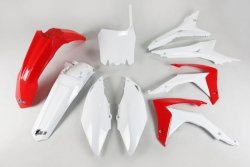 UFO KOMPLET PLASTIKÓW HONDA CRF 250R 14-17, CRF 450R 13-16 Z OSŁONAMI FILTRA POWIETRZA KOLOR OEM (CZERWONY/BIAŁY)