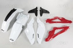 UFO KOMPLET PLASTIKÓW HUSQVARNA TC 250/300/450 09-13 KOLOR OEM (BIAŁY/CZERWONY/CZARNY) (HU610E999)