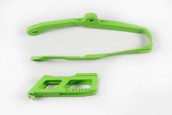 UFO KOMPLET ŚLIZG + PROWADNICA ŁAŃCUCHA KAWASAKI KXF 250 17-20, KXF 450 16-18, KOLOR ZIELONY
