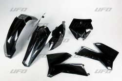 UFO KOMPLET PLASTIKÓW KTM SX 05-06, EXC 05-07 KOLOR CZARNY (KT503E001) (BŁOTNIK TYŁ BEZ PINÓW NA LAMPĘ)