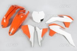 UFO KOMPLET PLASTIKÓW KTM SX/SXF 13-15, SX 250 16, KOLOR OEM 15 (POMARAŃCZOWY/BIAŁY) (KT515E999W)
