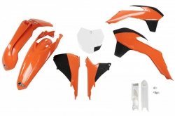 UFO KOMPLET PLASTIKÓW (FULL KIT) Z OSŁONAMI TELESKOPÓW (AMORTYZATORÓW) KTM SX/SXF 13-15, SX 250 16, KOLOR OEM 13-14 (POMARAŃCZOW