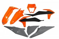 UFO KOMPLET PLASTIKÓW KTM EXC 125 20-21, EXC 250 / 300 TPI 20-23, EXC-F 250 / 350 / 450 / 500 20-23 Z OSŁONĄ LAMPY KOLOR OEM 21 