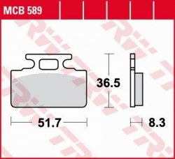 TRW ZF KLOCKI HAMULCOWE KH151 ORGANIC HONDA ZB 50 MONKEY 88-91, NH 125 LEAD 86-88, SYM CINDERELA 50/125 99-02, MIO 50 05-, PRZÓD