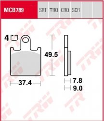 TRW ZF KLOCKI HAMULCOWE KH417 SINTER RACING WYCZYNOWE KAWASAKI ZX6R 07-16, Z 750 11-14, PRZÓD (ZASTĘPUJE MCB789SRQ)