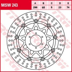 TRW ZF TARCZA HAMULCOWA PRZÓD HONDA CB 600F/S HORNET 00-06, (296X58X5MM)