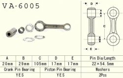 VESRAH KORBOWÓD YAMAHA YZ 125 (YZ125) 86-96 (VA6005) (MADE IN JAPAN)