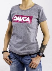 DAVCA T-shirt Damski Pink Skulls Gray