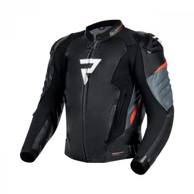 KURTKA SKÓRZANA REBELHORN VELOCE BLACK/GREY/FLUO RED 52