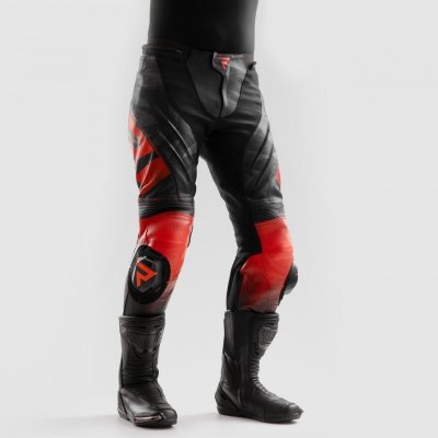 SPODNIE SKÓRZANE REBELHORN INFERNO BLACK/FLUO RED 48