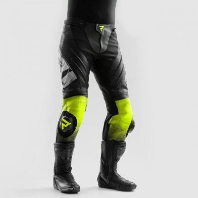 SPODNIE SKÓRZANE REBELHORN INFERNO BLACK/WHITE/FLUO YELLOW 62