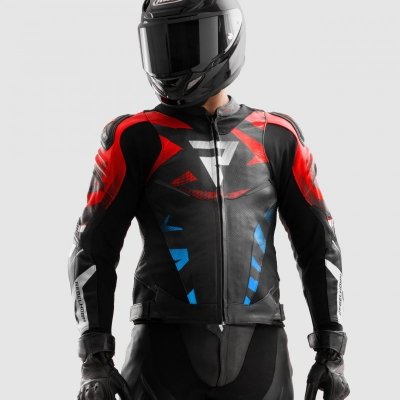 KURTKA SKÓRZANA REBELHORN INFERNO BLACK/BLUE/WHITE/RED 54