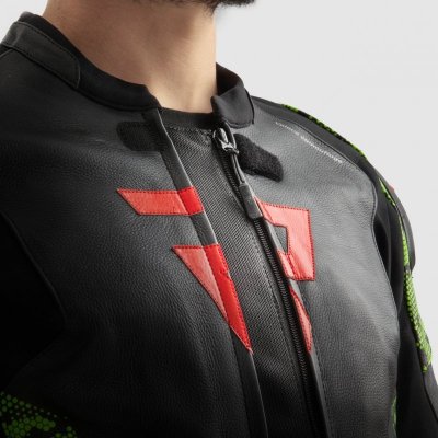 KURTKA SKÓRZANA REBELHORN VELOCE CAMO BLACK/GREEN/FLUO RED 56