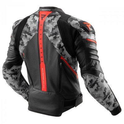 KURTKA SKÓRZANA REBELHORN VELOCE CAMO BLACK/GREY/FLUO RED 56