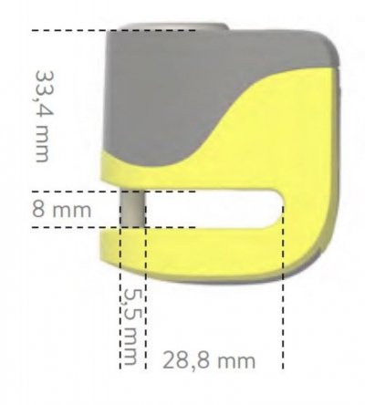 AUVRAY skuterowa blokada na tarczę z alarmem B-LOCK 06 MINI - żółto-czarna, średnica bolca 5,5mm