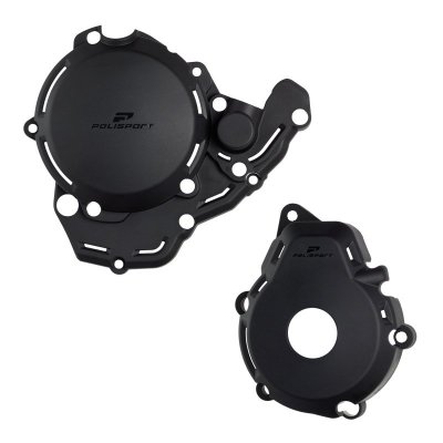 POLISPORT ZESTAW OSŁONA POKRYWY (DEKLA) ALTERNATORA ORAZ OSŁONA POKRYWY SPRZĘGŁA POMPY WODY KTM EXC-F 250/350 24-25 KOLOR CZARNY