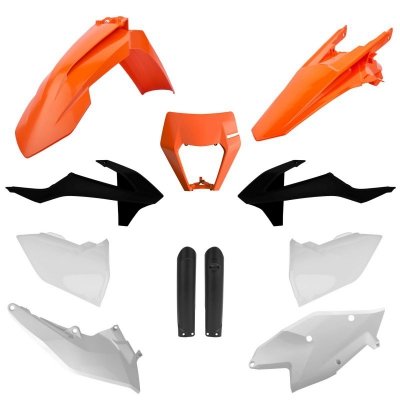 POLISPORT KOMPLET PLASTIKÓW (FULL KIT) KTM EXC/EXC-F TPI 17-19 W ZESTAWIE OSŁONA LAMPY (8666800006) I OSŁONY AMORTYZATORÓW (8398