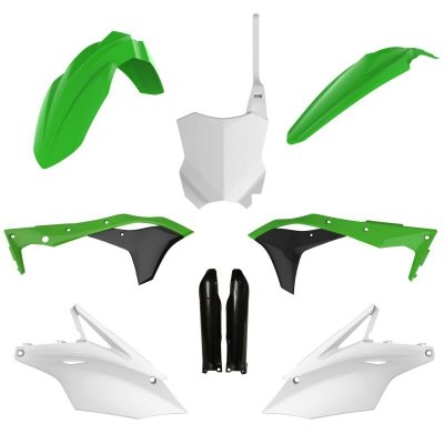 POLISPORT KOMPLET PLASTIKÓW (FULL KIT) KAWASAKI KXF 250 17-20 W ZESTAWIE TABLICA PRZEDNIA (8665900001) I OSŁONY AMORTYZARORÓW (8