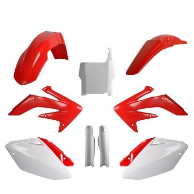 POLISPORT KOMPLET PLASTIKÓW (FULL KIT) HONDA CRF 250R 04-05 W ZESTAWIE TABLICA PRZEDNIA (8661900001) I OSŁONY AMORTYZARORÓW (835