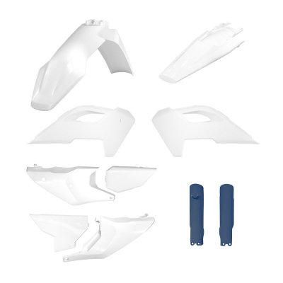POLISPORT KOMPLET PLASTIKÓW (FULL KIT) HUSQVARNA TE/FE TPI 24-25 W ZESTAWIE OSŁONY AMORTYZATORÓW KOLOR OEM BIAŁY ŻÓŁTY OEM 25