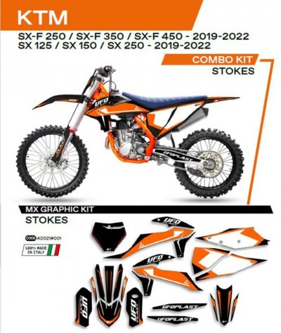 UFO KOMPLET NAKLEJEK (OKLEIN) KTM SX/SXF 125/150/250/350/450 19-22 STOKES KOLOR CZARNY - WYPRZEDAŻ