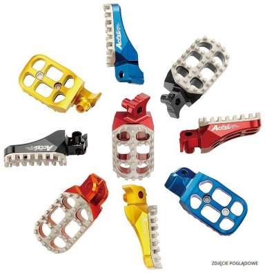 ACCEL PODNÓŻKI KTM SX/SXF/EXC/EXCF 02-15, REGULOWANA SZEROKOŚĆ, KOLOR CZARNY, (KPL. 2 SZT)