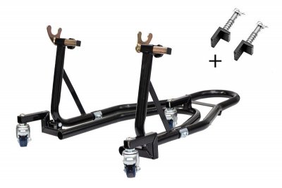 BIKETEC PRO PODNOŚNIK / STOJAK POD MOTOCYKL NA TYŁ (ADAPTERY V I L W ZESTAWIE) NA WÓZKU (MOŻLIWOŚC ŁATWEGO PRZESTAWIENIA MOTOCYK