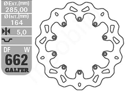 GALFER TARCZA HAMULCOWA BMW K 75C/RT/S 94-96 (PRZÓD), K 100 84-93, K1100 92-00 (PRZÓD+TYŁ) (285X165X4,8) (10X5,5MM)